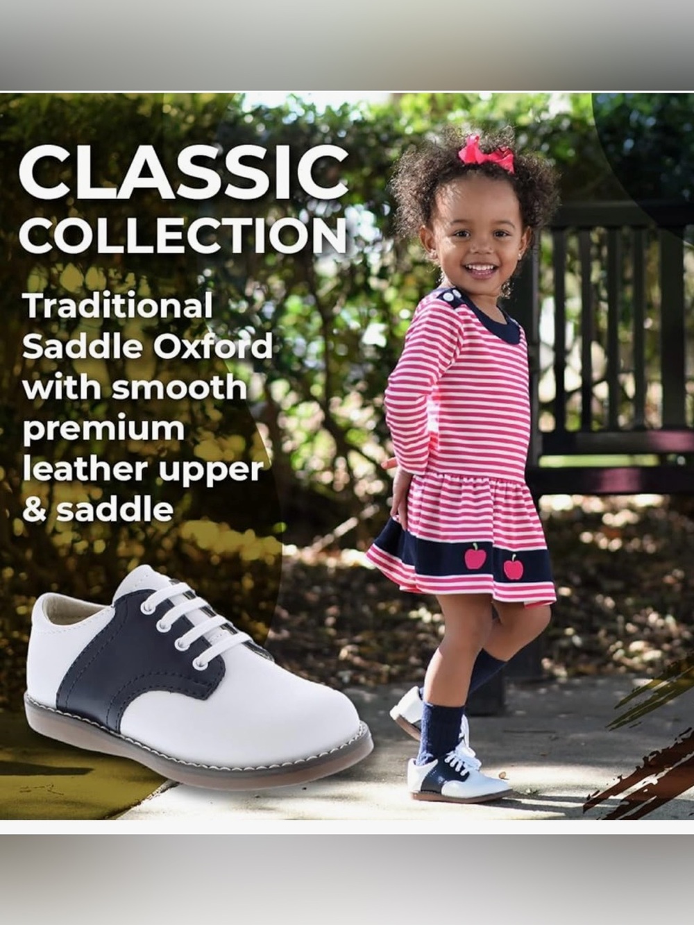 FootMates White & Navy Toddler Saddle Oxford